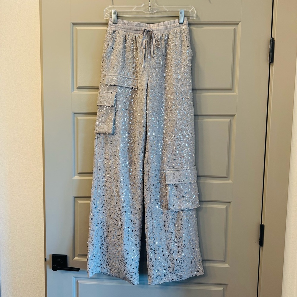 Fashion Nova Silver Sequin Pants